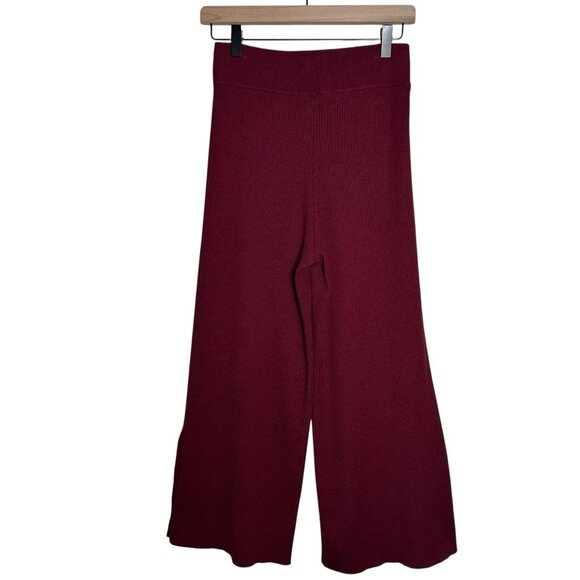 Anthropologie Maroon Small Ribbed Harem Pants Boho Lounge Wide Leg Cropped Ankle - Picture 3 of 11